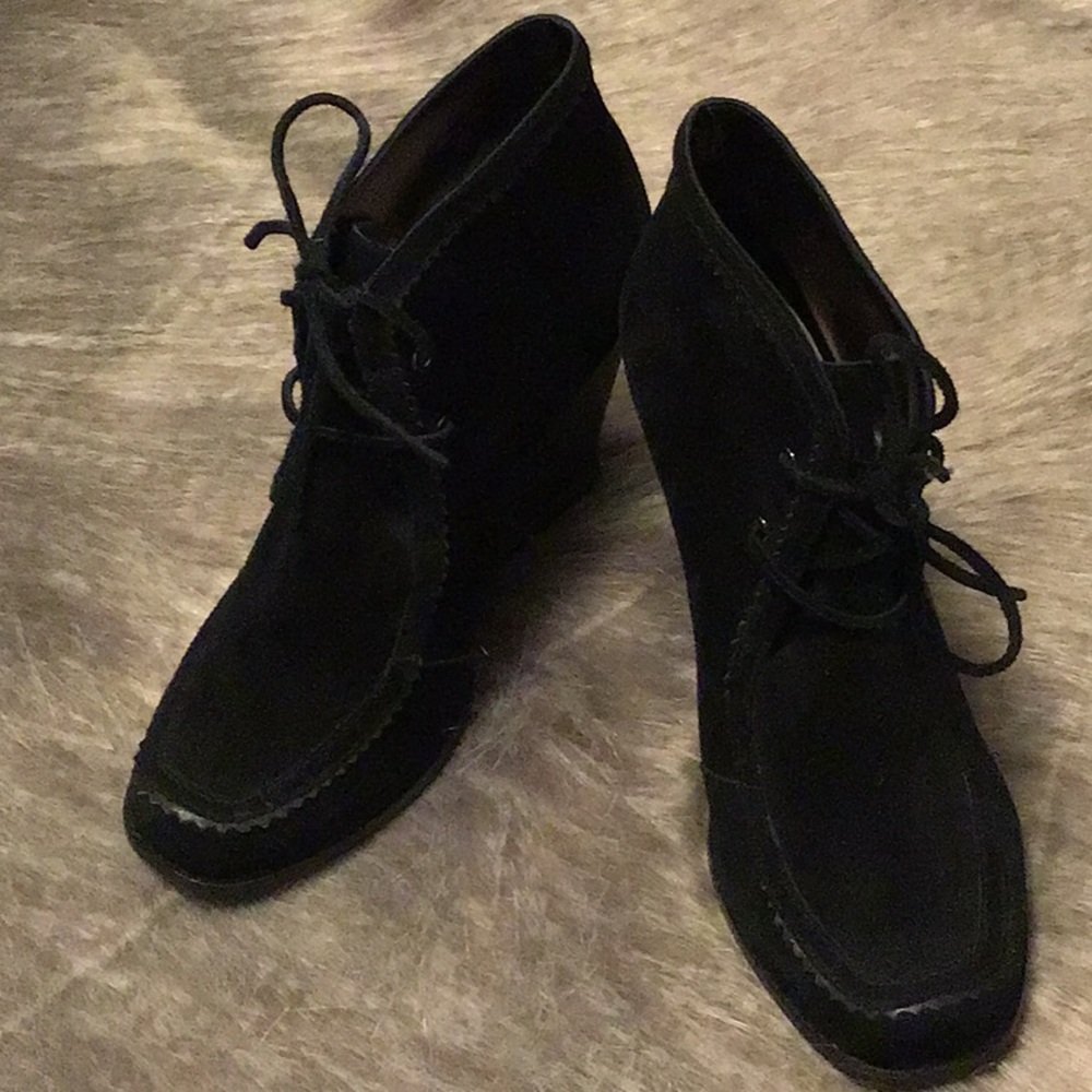 Plenty black suede wedge heel. Real leather.